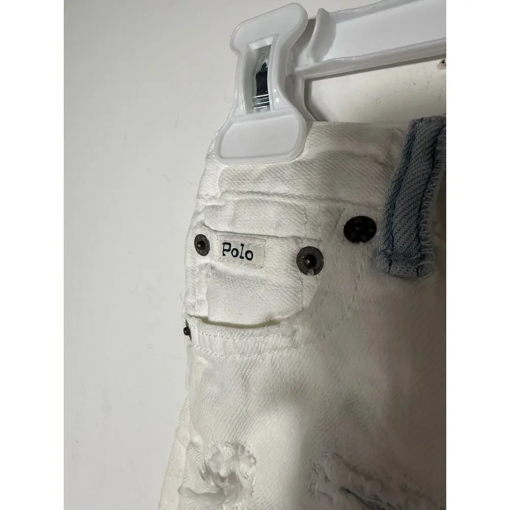 Polo Ralph Lauren White 4T Girls Adjustable Waist Embroidered Jeans Shorts
